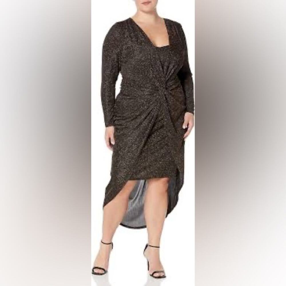 NWT CITY CHIC Plus Size 12 Mysterious Dress Metallic Gold